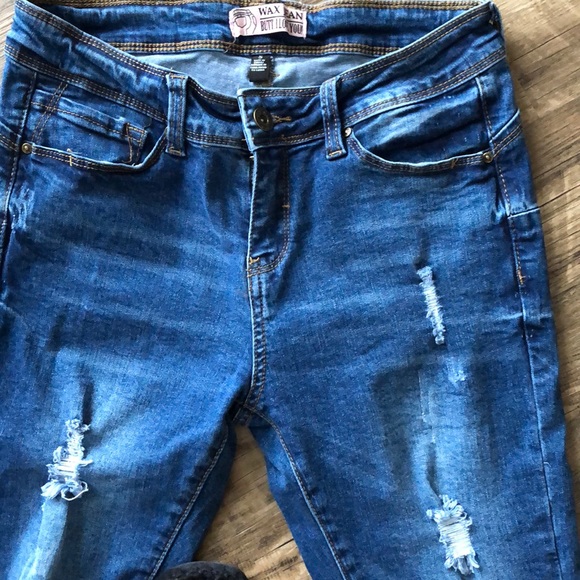 Wax Jean Pants & Jumpsuits Wax Jean Distressed Stretch Denim Capris